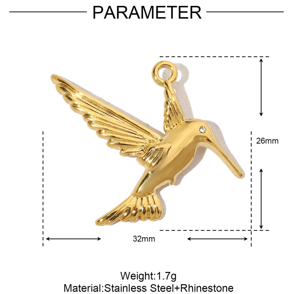 6pcs/pack Luxury Stone Peace Dove Stainless Steel Diy Charms Women Hummingbird Necklace Pendant Dragonfly Jewelry