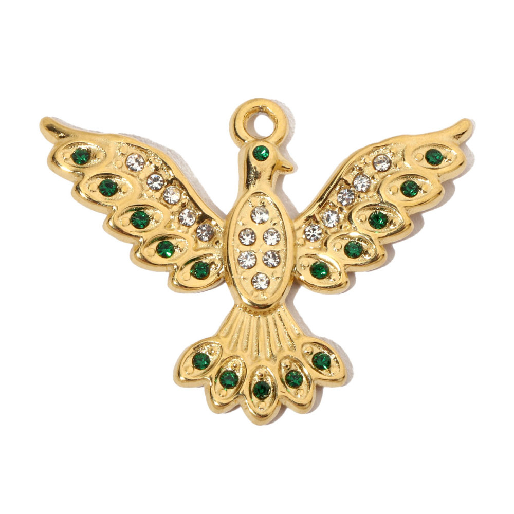 6pcs/pack Luxury Stone Peace Dove Stainless Steel Diy Charms Women Hummingbird Necklace Pendant Dragonfly Jewelry