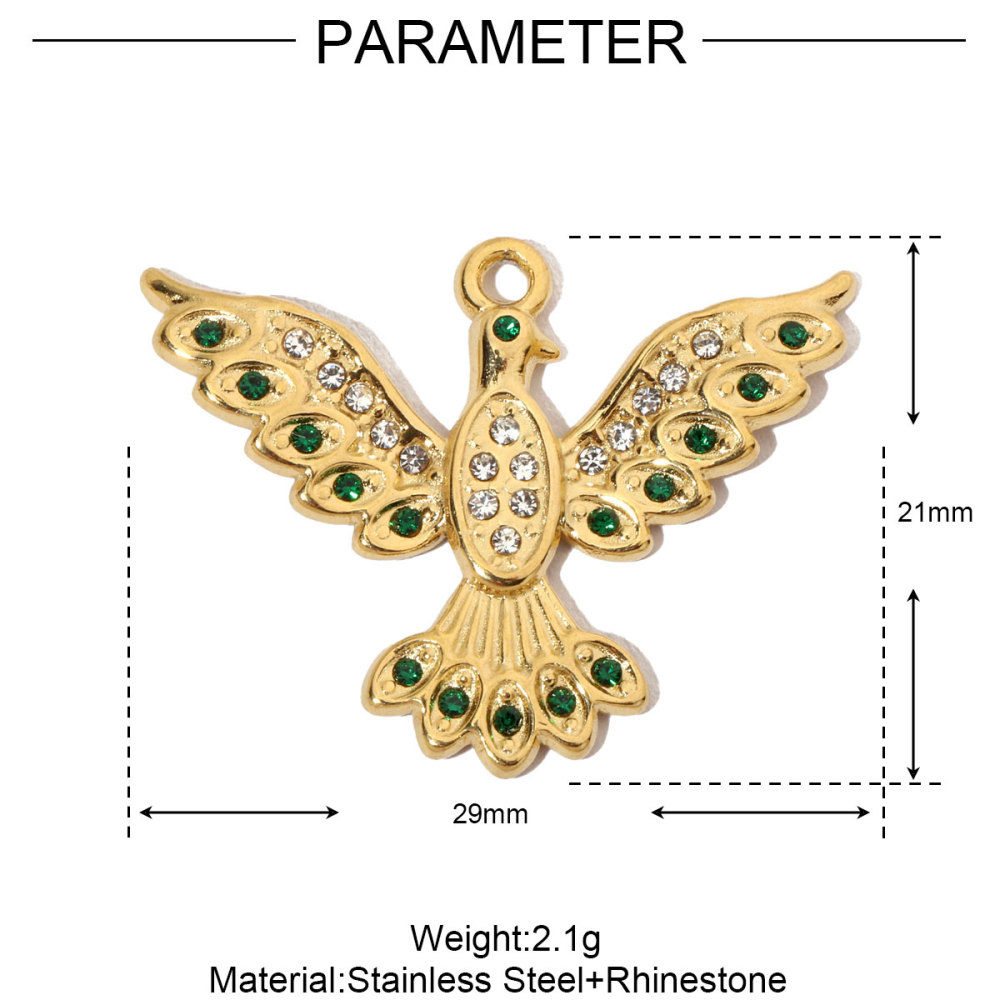 6pcs/pack Luxury Stone Peace Dove Stainless Steel Diy Charms Women Hummingbird Necklace Pendant Dragonfly Jewelry