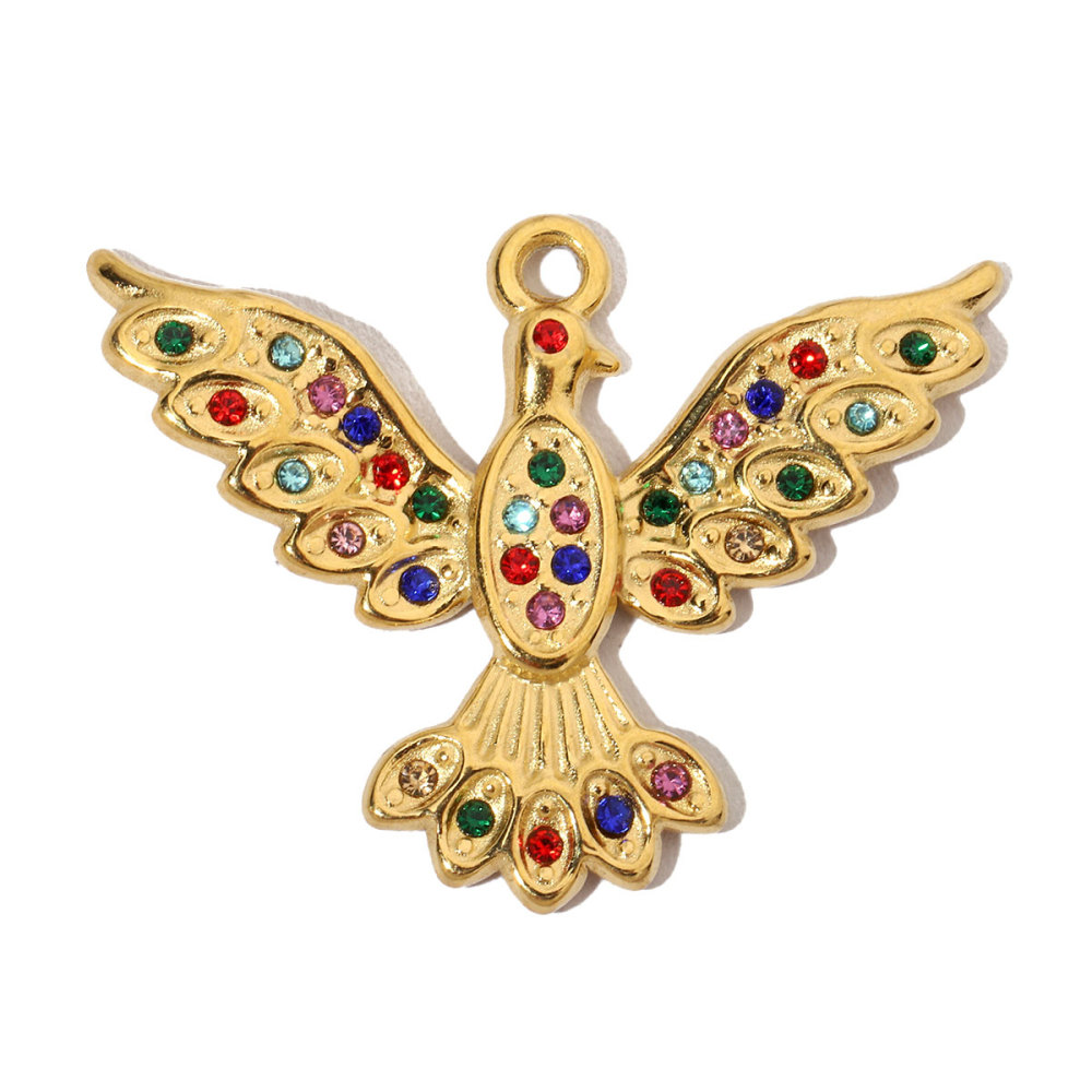 6pcs/pack Luxury Stone Peace Dove Stainless Steel Diy Charms Women Hummingbird Necklace Pendant Dragonfly Jewelry