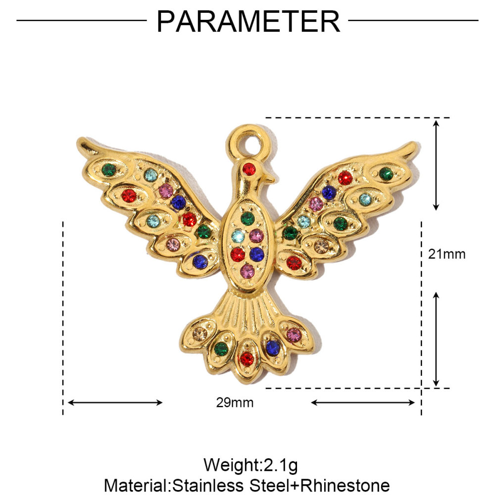 6pcs/pack Luxury Stone Peace Dove Stainless Steel Diy Charms Women Hummingbird Necklace Pendant Dragonfly Jewelry