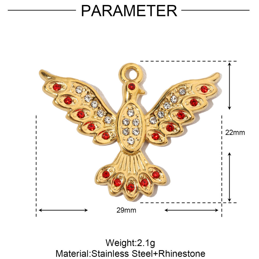 6pcs/pack Luxury Stone Peace Dove Stainless Steel Diy Charms Women Hummingbird Necklace Pendant Dragonfly Jewelry