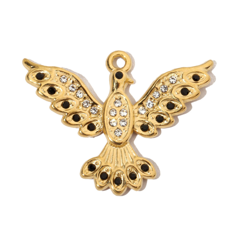 6pcs/pack Luxury Stone Peace Dove Stainless Steel Diy Charms Women Hummingbird Necklace Pendant Dragonfly Jewelry