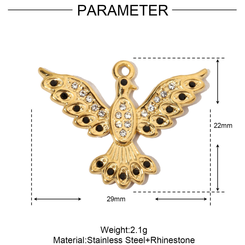 6pcs/pack Luxury Stone Peace Dove Stainless Steel Diy Charms Women Hummingbird Necklace Pendant Dragonfly Jewelry