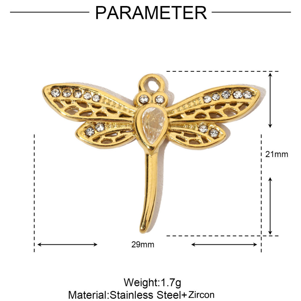 6pcs/pack Luxury Stone Peace Dove Stainless Steel Diy Charms Women Hummingbird Necklace Pendant Dragonfly Jewelry