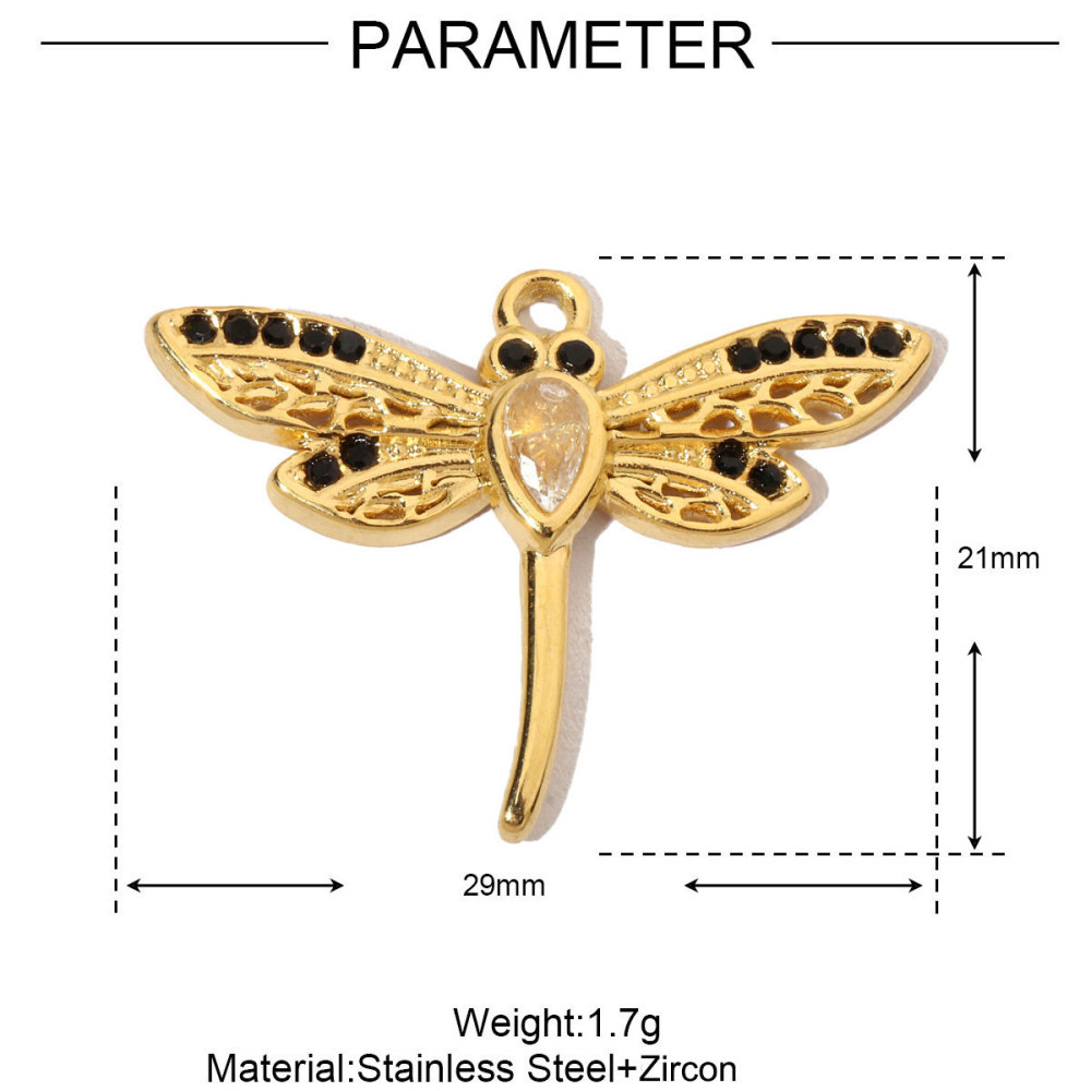 6pcs/pack Luxury Stone Peace Dove Stainless Steel Diy Charms Women Hummingbird Necklace Pendant Dragonfly Jewelry