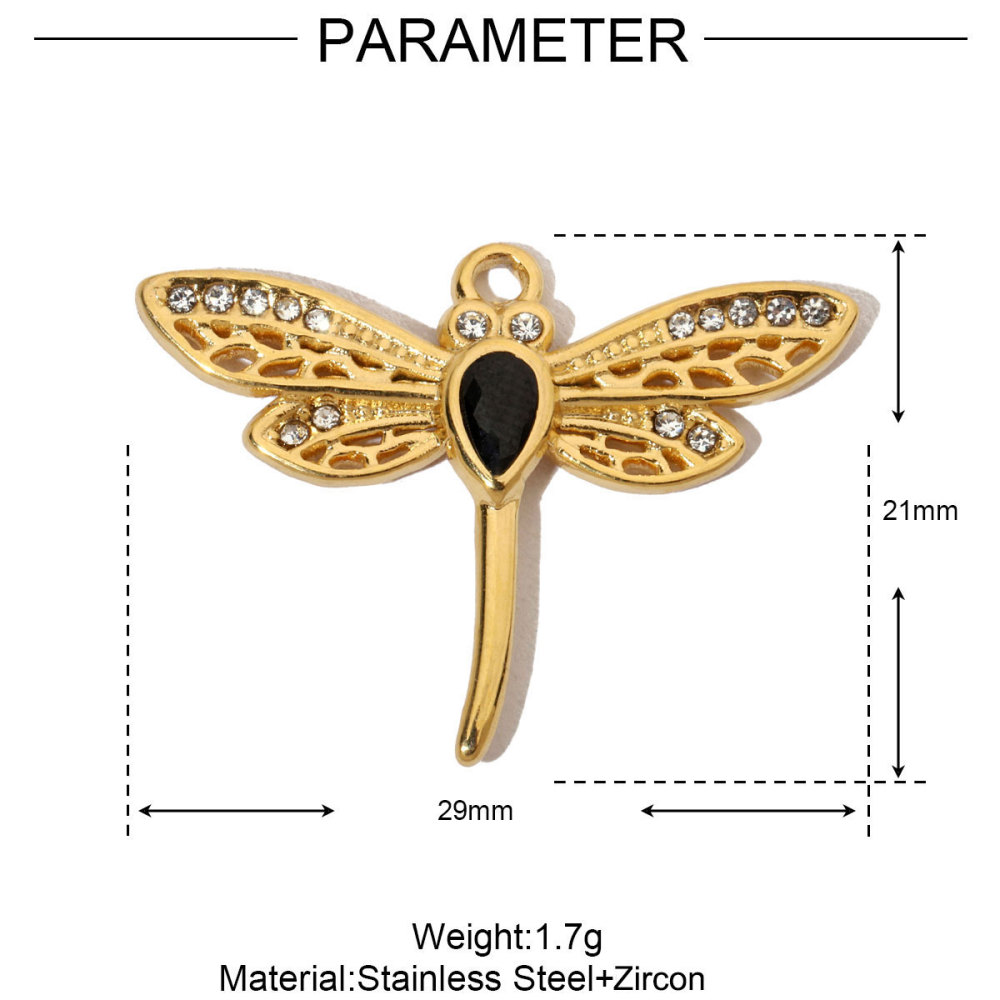 6pcs/pack Luxury Stone Peace Dove Stainless Steel Diy Charms Women Hummingbird Necklace Pendant Dragonfly Jewelry
