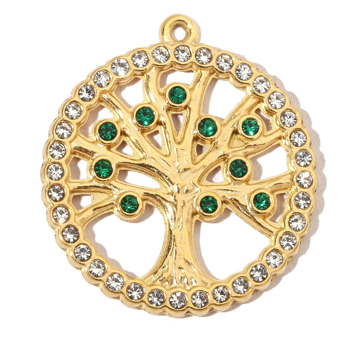 6pcs/pack French Leaf Stainless Steel Necklace Pendant Women Colorful Stone Tree of Life DIY Charms Flower Jewelry