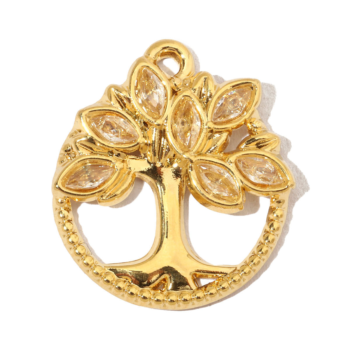 6pcs/pack French Leaf Stainless Steel Necklace Pendant Women Colorful Stone Tree of Life DIY Charms Flower Jewelry