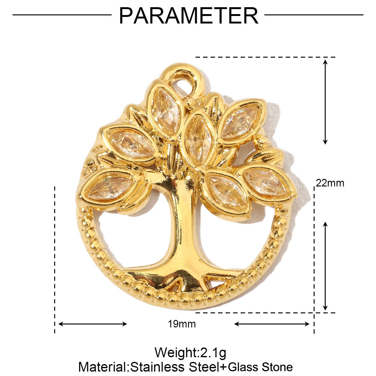 6pcs/pack French Leaf Stainless Steel Necklace Pendant Women Colorful Stone Tree of Life DIY Charms Flower Jewelry