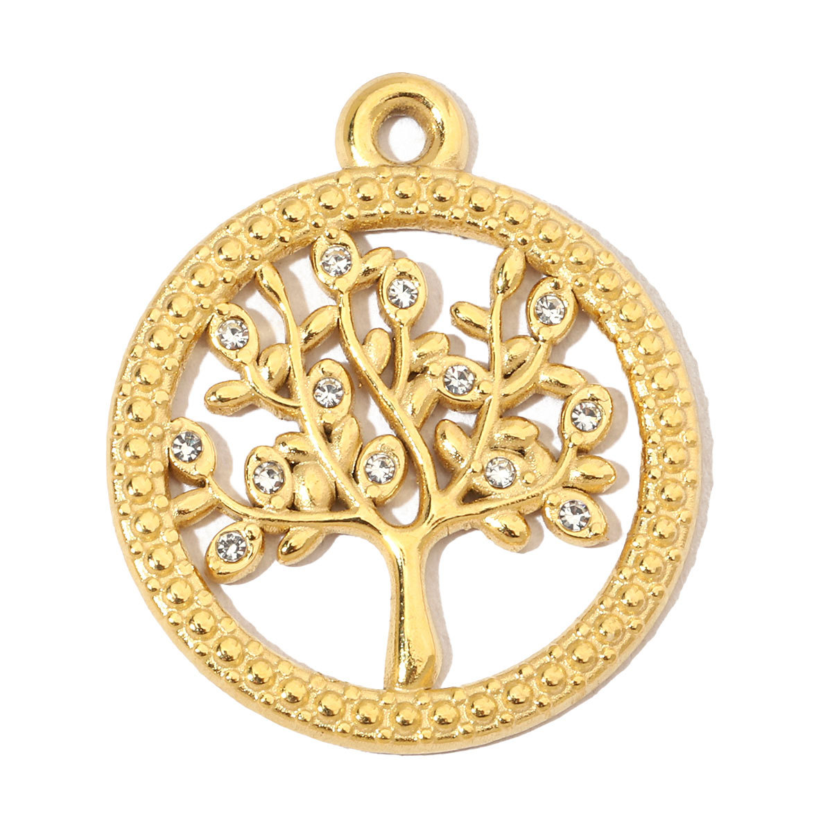 6pcs/pack French Leaf Stainless Steel Necklace Pendant Women Colorful Stone Tree of Life DIY Charms Flower Jewelry