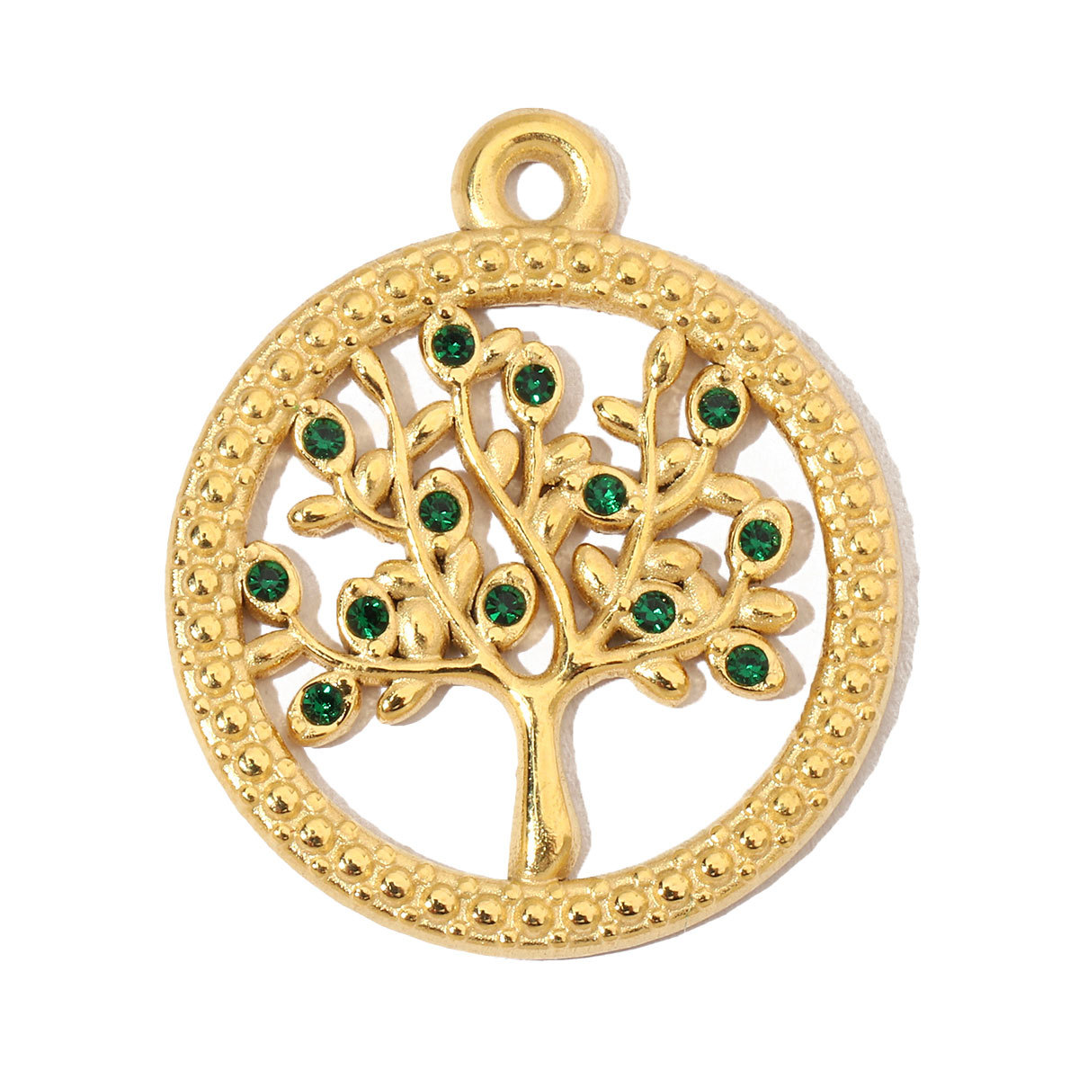 6pcs/pack French Leaf Stainless Steel Necklace Pendant Women Colorful Stone Tree of Life DIY Charms Flower Jewelry
