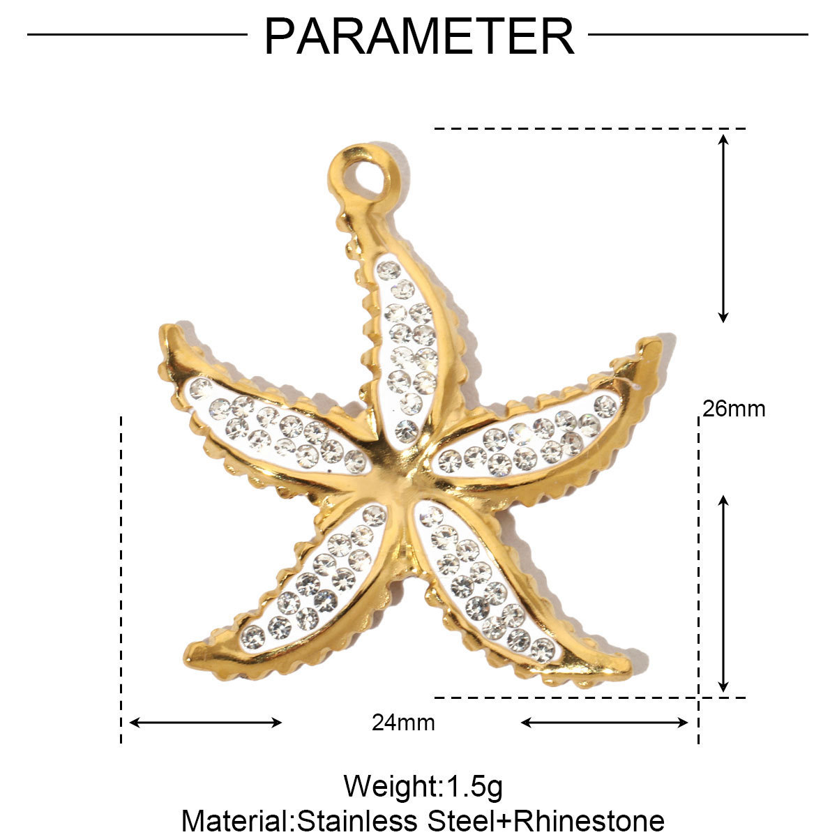 6pcs/pack French Crystal Star Heart Stainless Steel Diy Charms Women Starfish Butterfly Necklace Pendant Turtle Jewelry