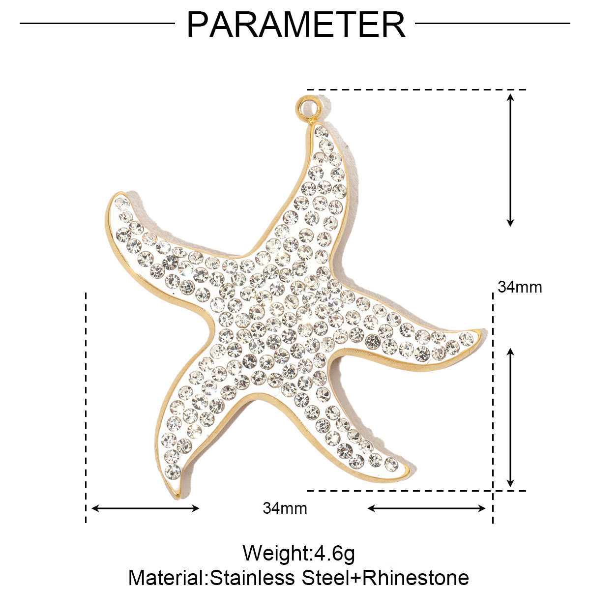 6pcs/pack French Crystal Star Heart Stainless Steel Diy Charms Women Starfish Butterfly Necklace Pendant Turtle Jewelry