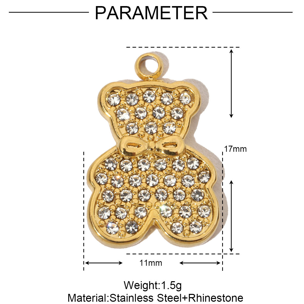 6pcs/pack French Crystal Bear Stainless Steel Bracelet Charm Women Fishbone Elephant Necklace Pendant DIY Snake Butterfly Jewelry