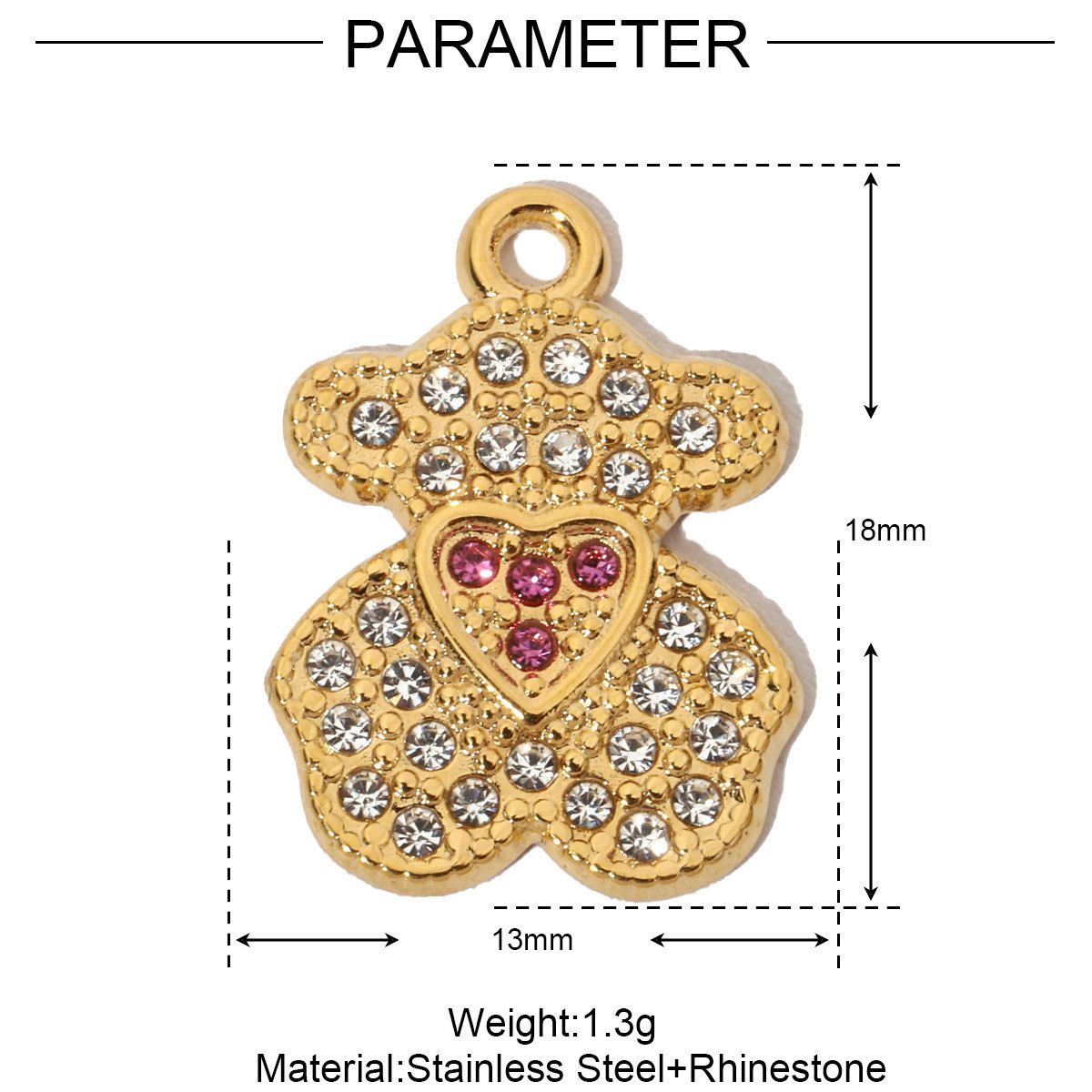 6pcs/pack French Crystal Bear Stainless Steel Bracelet Charm Women Fishbone Elephant Necklace Pendant DIY Snake Butterfly Jewelry