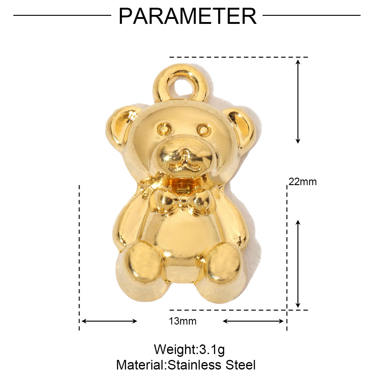 6pcs/pack French Crystal Bear Stainless Steel Bracelet Charm Women Fishbone Elephant Necklace Pendant DIY Snake Butterfly Jewelry