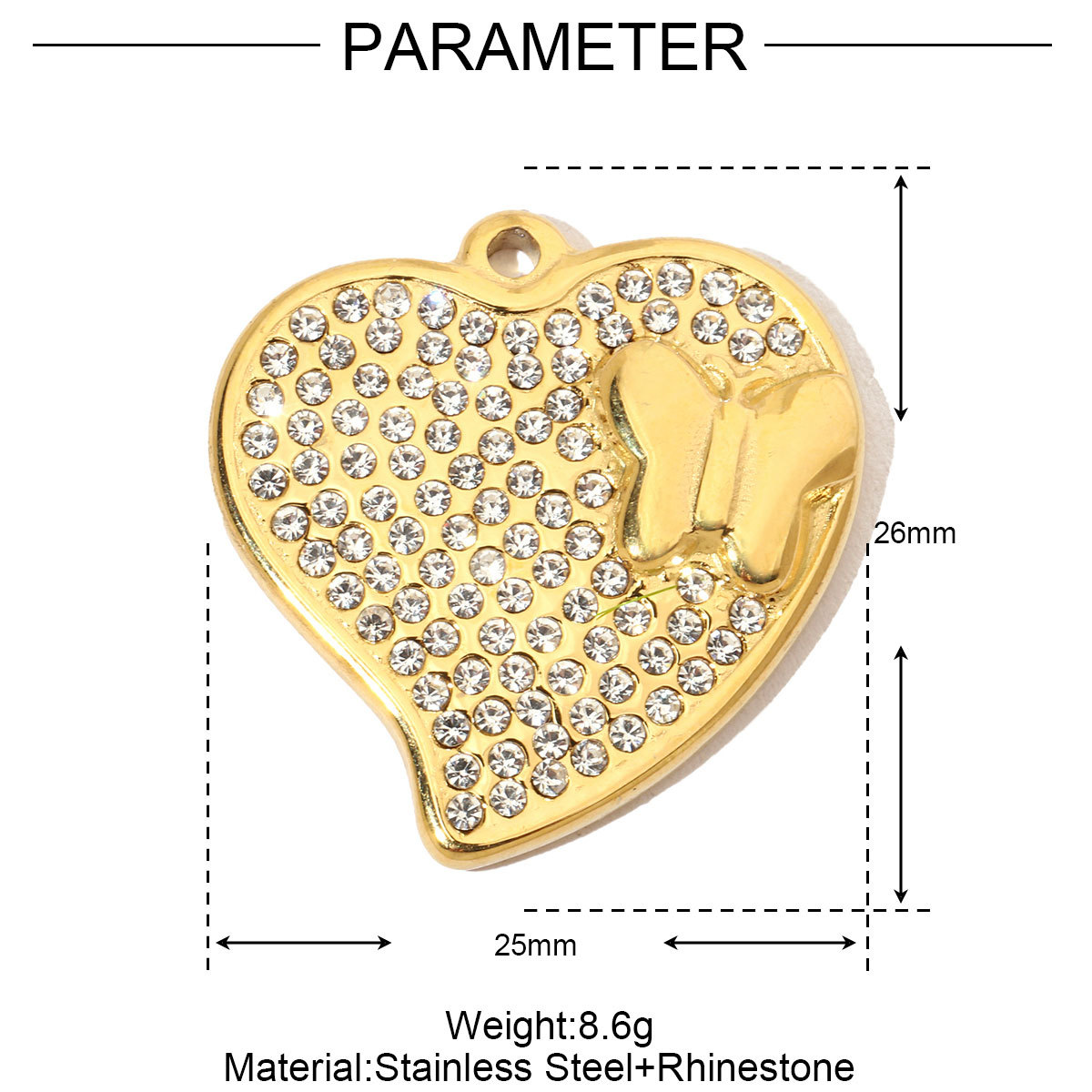 6pcs/pack French Individual Heart Stainless Steel Diy Charms Women Enamel Flower Necklace Pendant Love Jewelry