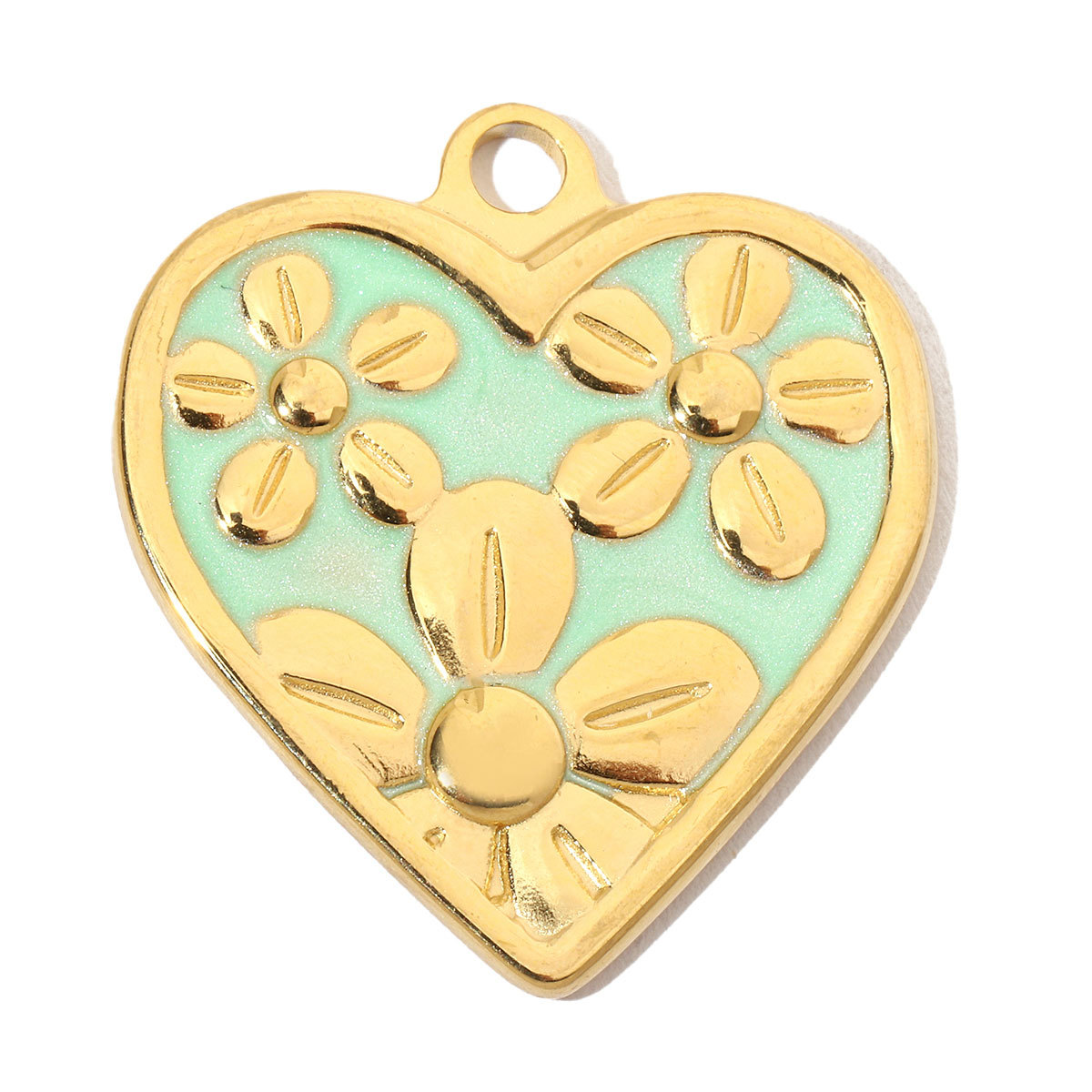 6pcs/pack French Individual Heart Stainless Steel Diy Charms Women Enamel Flower Necklace Pendant Love Jewelry