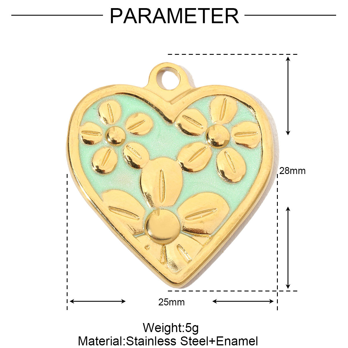 6pcs/pack French Individual Heart Stainless Steel Diy Charms Women Enamel Flower Necklace Pendant Love Jewelry