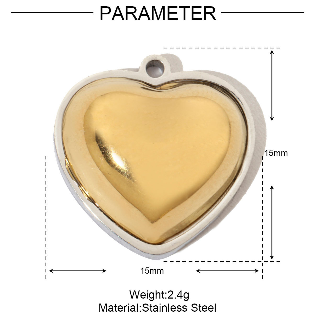6pcs/pack French Antique Blank Heart Stainless Steel Diy Bracelet Charms Women Lock Key Necklace Pendant Enamel Love Jewelry