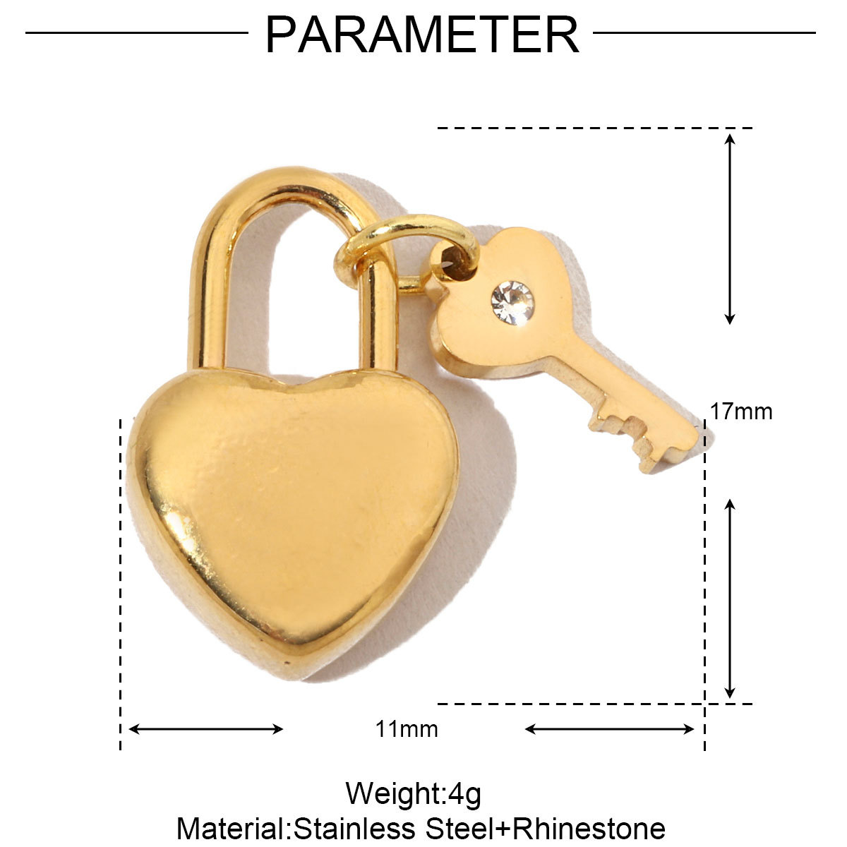 6pcs/pack French Antique Blank Heart Stainless Steel Diy Bracelet Charms Women Lock Key Necklace Pendant Enamel Love Jewelry