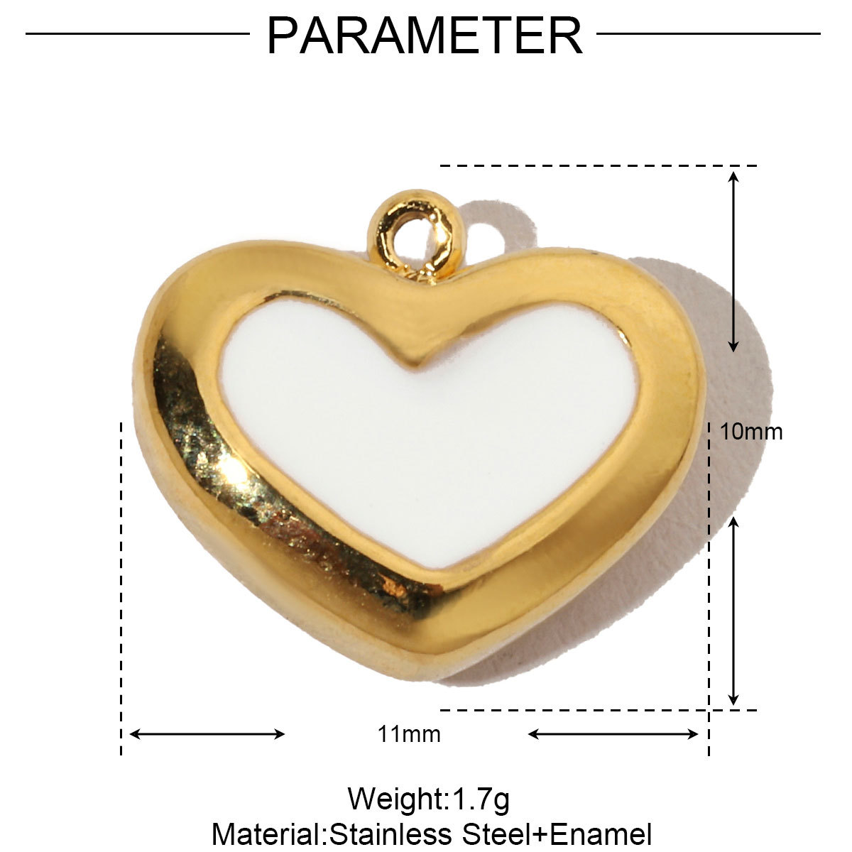 6pcs/pack French Antique Blank Heart Stainless Steel Diy Bracelet Charms Women Lock Key Necklace Pendant Enamel Love Jewelry