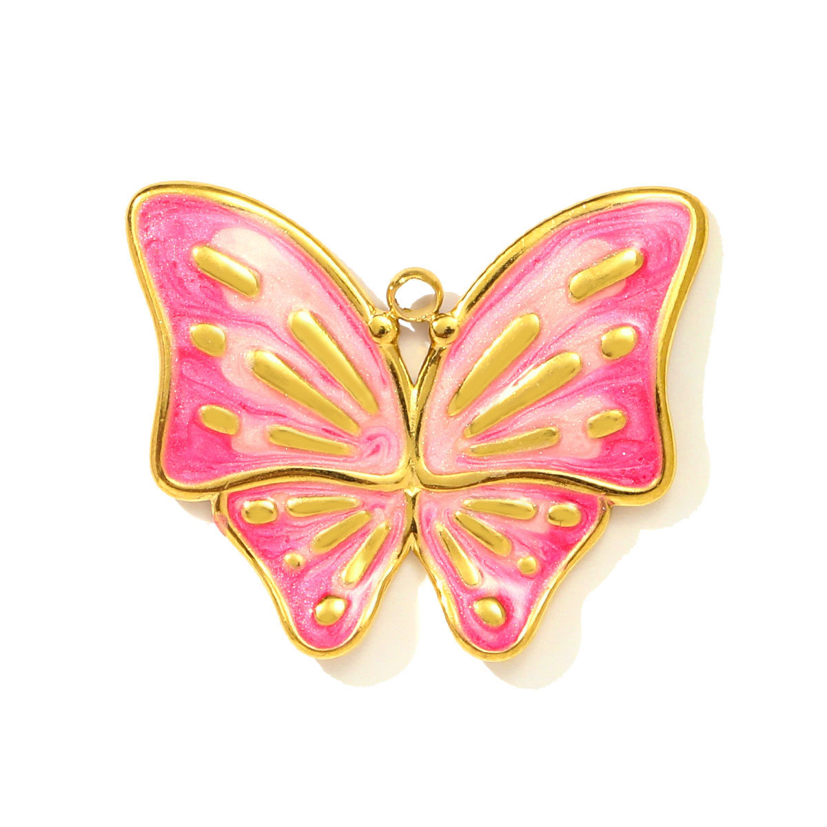 6pcs/pack Fashion Stainless Steel Enamel Butterfly DIY Charms Ladybird Cactus Necklace Pendants Woman Rhinestone Square Jewelry