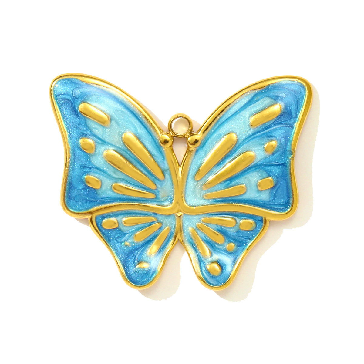 6pcs/pack Fashion Stainless Steel Enamel Butterfly DIY Charms Ladybird Cactus Necklace Pendants Woman Rhinestone Square Jewelry