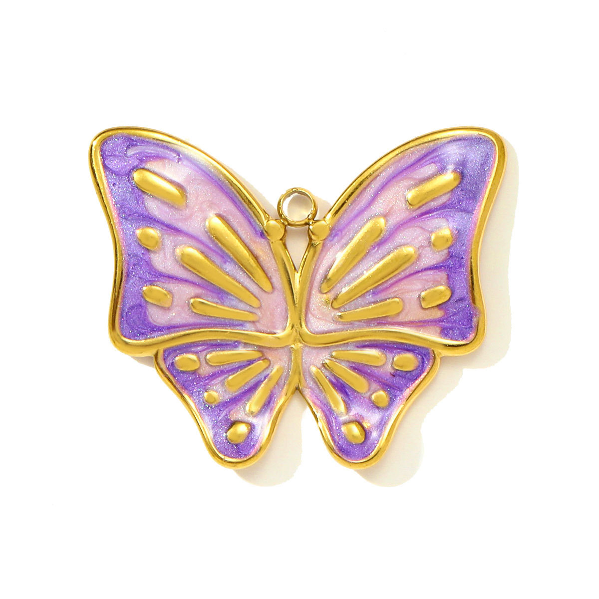 6pcs/pack Fashion Stainless Steel Enamel Butterfly DIY Charms Ladybird Cactus Necklace Pendants Woman Rhinestone Square Jewelry