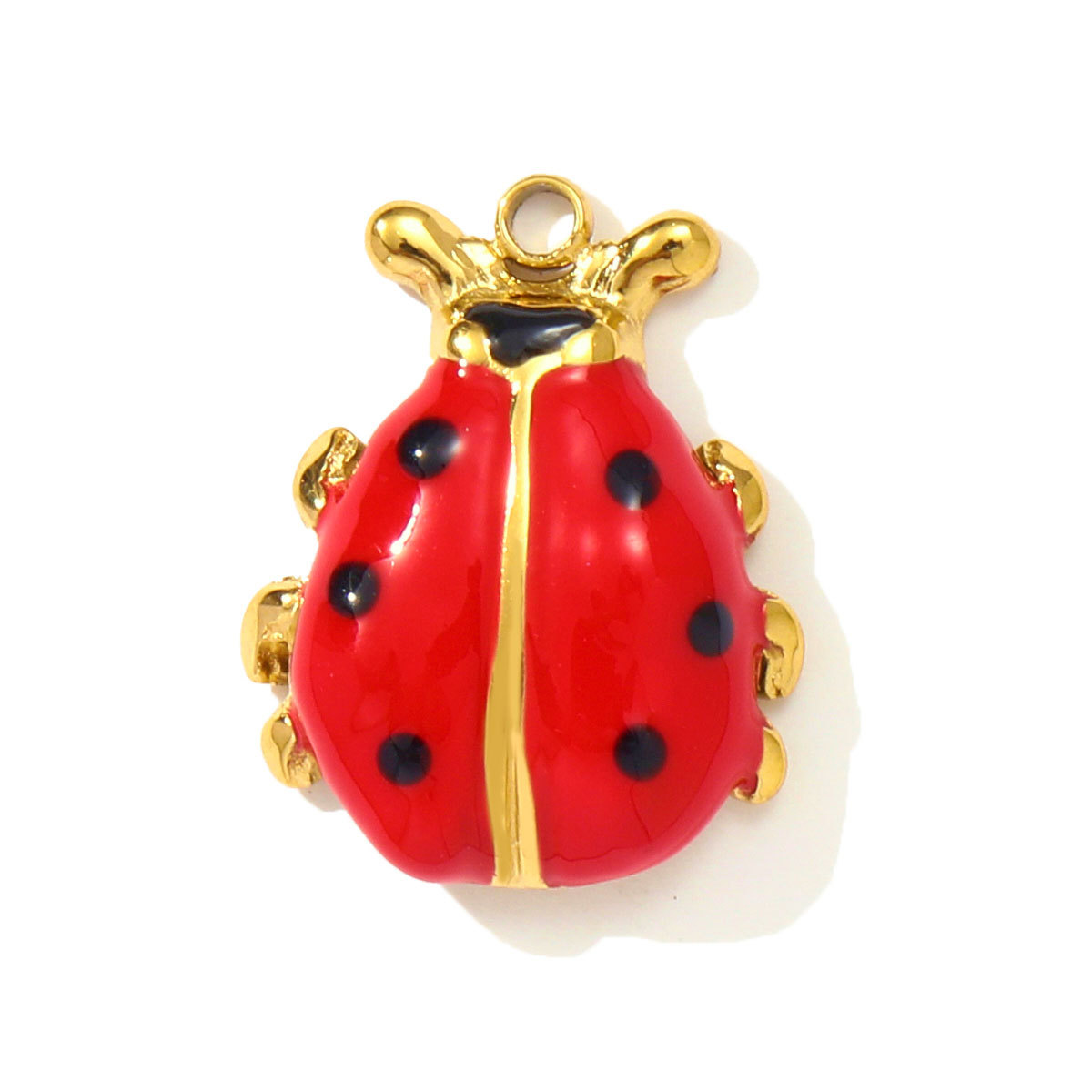 6pcs/pack Fashion Stainless Steel Enamel Butterfly DIY Charms Ladybird Cactus Necklace Pendants Woman Rhinestone Square Jewelry