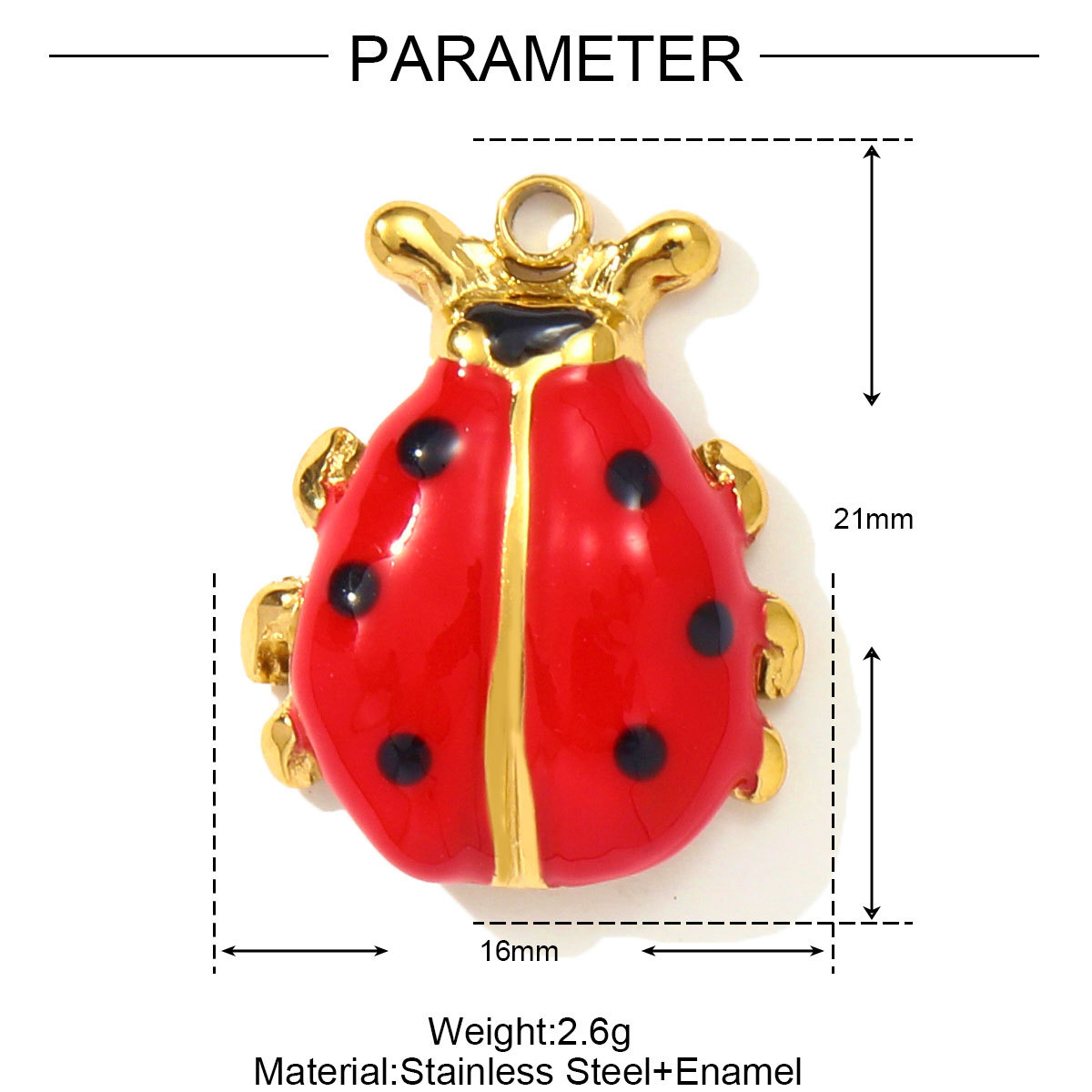 6pcs/pack Fashion Stainless Steel Enamel Butterfly DIY Charms Ladybird Cactus Necklace Pendants Woman Rhinestone Square Jewelry