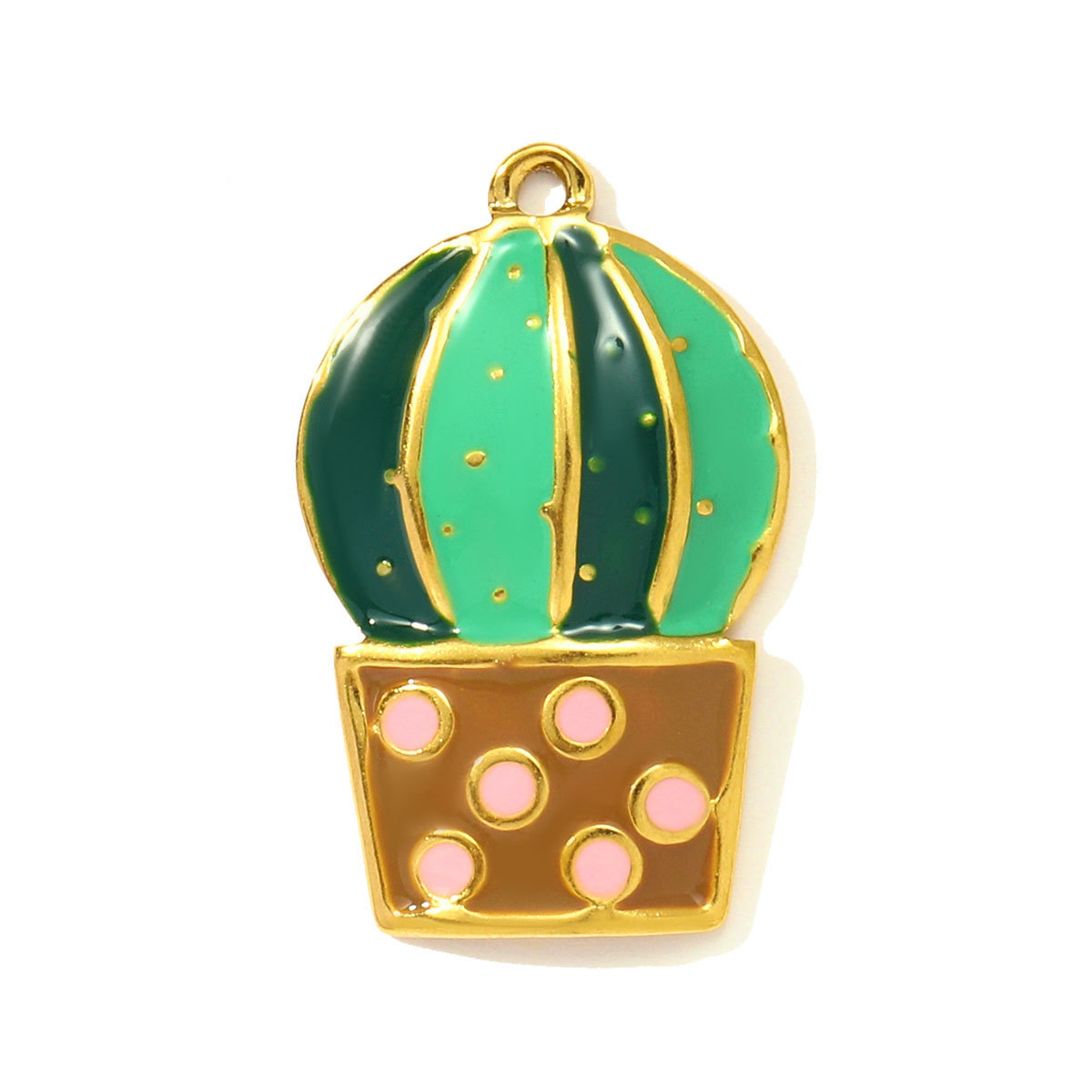6pcs/pack Fashion Stainless Steel Enamel Butterfly DIY Charms Ladybird Cactus Necklace Pendants Woman Rhinestone Square Jewelry