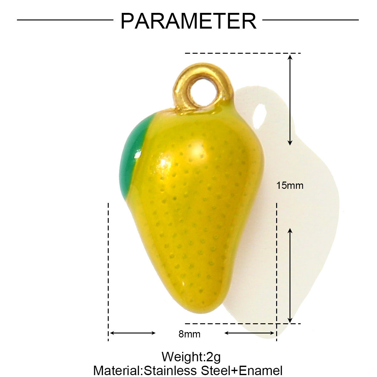 6pcs/pack Cute Stainless Steel Enamel Leaf Mango Papaya DIY Charms Corn Eggplant Necklace Pendants Woman Vegetable Fruit Jewelry