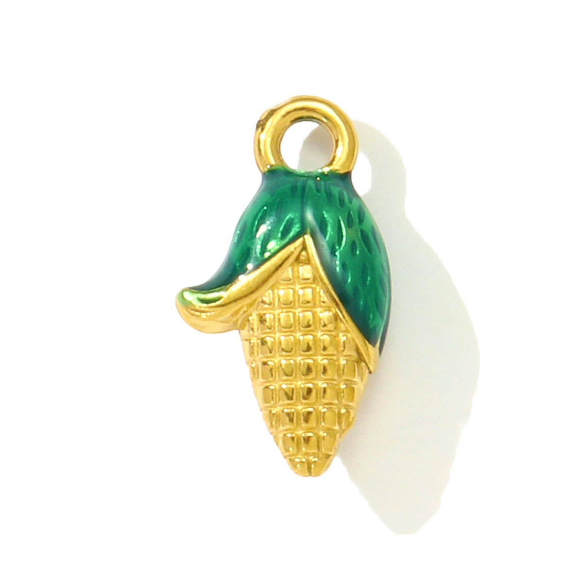 6pcs/pack Cute Stainless Steel Enamel Leaf Mango Papaya DIY Charms Corn Eggplant Necklace Pendants Woman Vegetable Fruit Jewelry