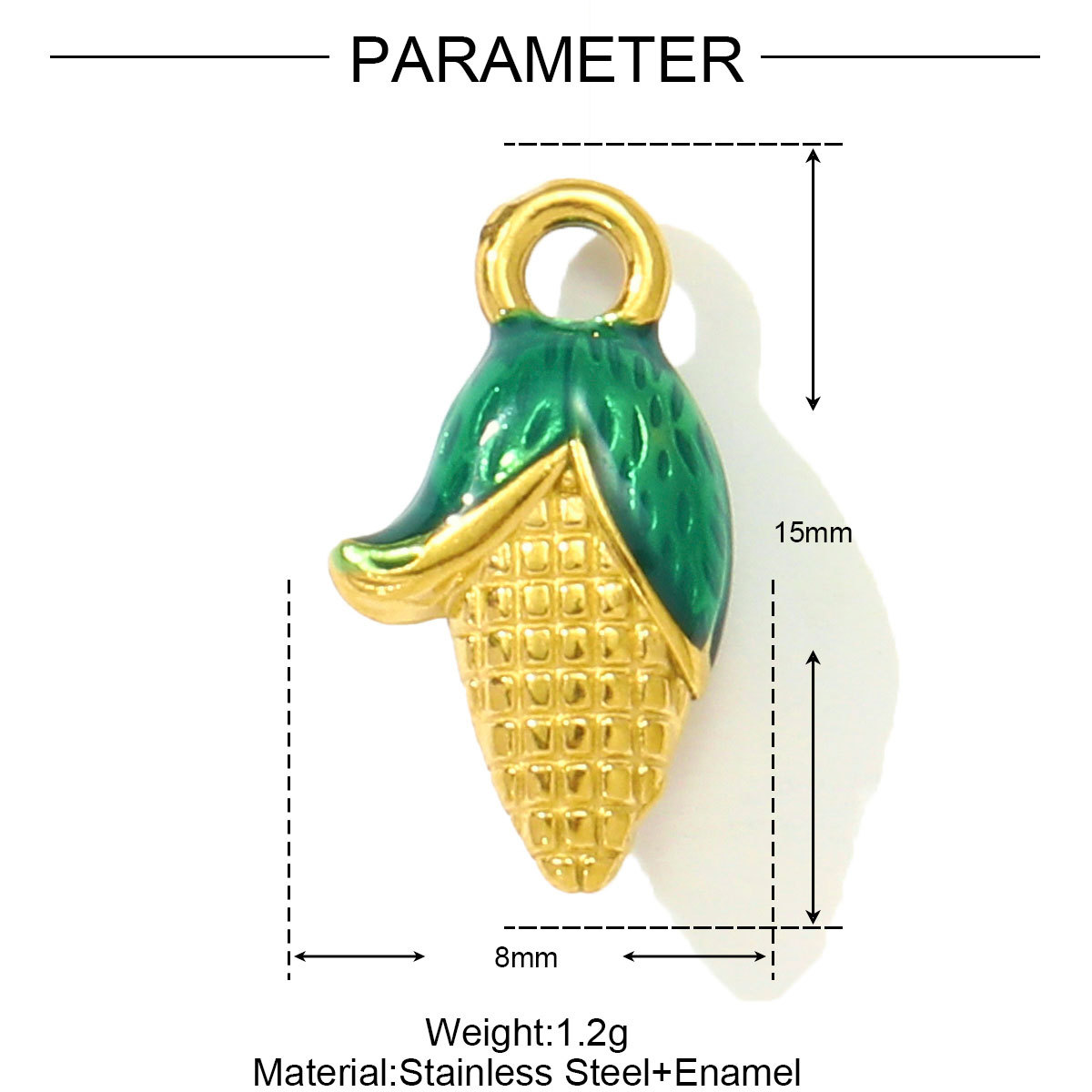 6pcs/pack Cute Stainless Steel Enamel Leaf Mango Papaya DIY Charms Corn Eggplant Necklace Pendants Woman Vegetable Fruit Jewelry