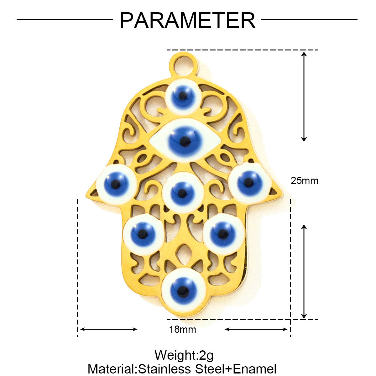6pcs/pack Evil Eye Hamsa Hand Enamel DIY Bracelet Charms Dog Paw Necklace Pendants Stainless Steel Skate Shoes Jewelry