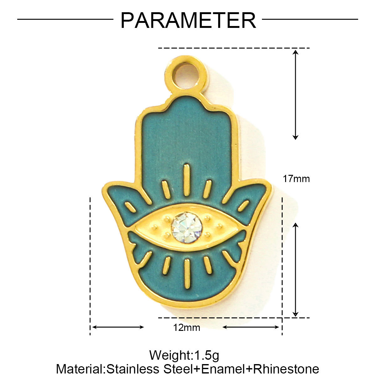 6pcs/pack Evil Eye Hamsa Hand Enamel DIY Bracelet Charms Dog Paw Necklace Pendants Stainless Steel Skate Shoes Jewelry