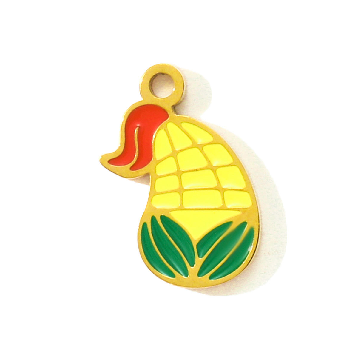6pcs/pack Cute Enamel Pumpkin Garlic Pepper DIY Charms Stainless Steel Cabbage Corn Turnip Necklace Pendants Vegetable Jewelry