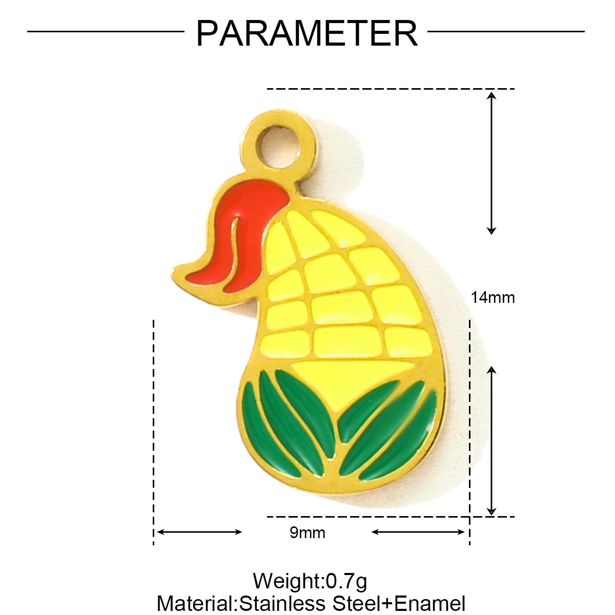 6pcs/pack Cute Enamel Pumpkin Garlic Pepper DIY Charms Stainless Steel Cabbage Corn Turnip Necklace Pendants Vegetable Jewelry