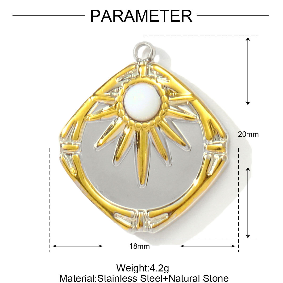 6pcs/pack Stainless Steel Natural Stone Sun Ladybird DIY Charms Luggage Necklace Pendants Woman Boot Heart Jewelry Wholesale