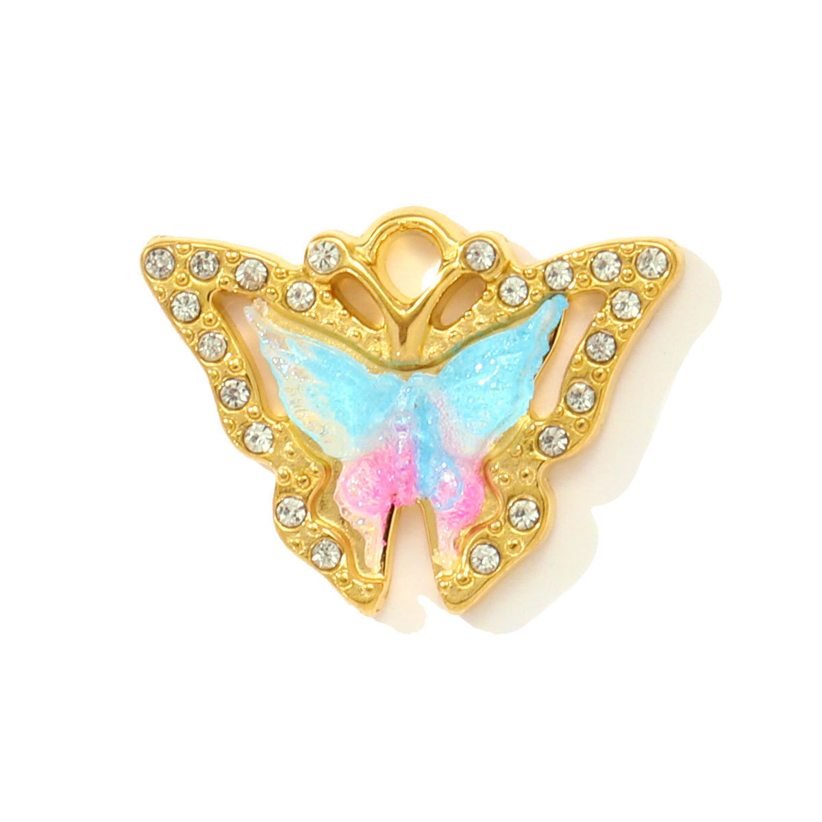 6pcs/pack Stainless Steel Rhinestone Butterfly Heart DIY Charms Bell Pepper Chilli Necklace Pendants Woman Tulip Jewelry Wholesale
