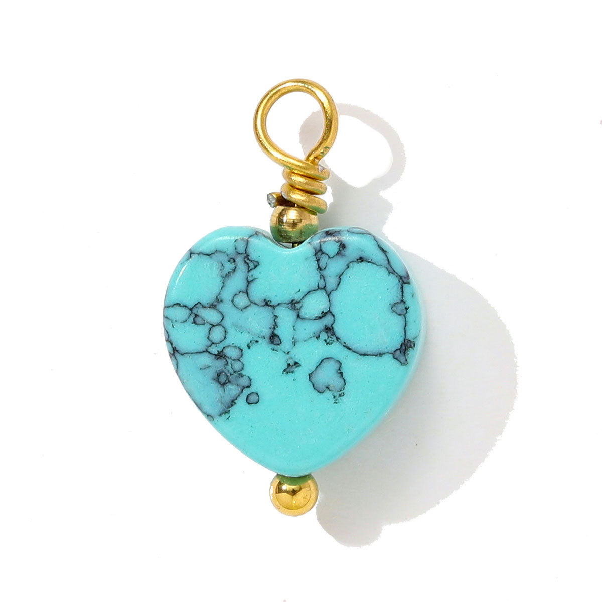 6pcs/pack Stainless Steel Natural Stone Amethyst Heart Necklace Pendant Irregular Turquoise Earring DIY Charm Making Women Jewelry