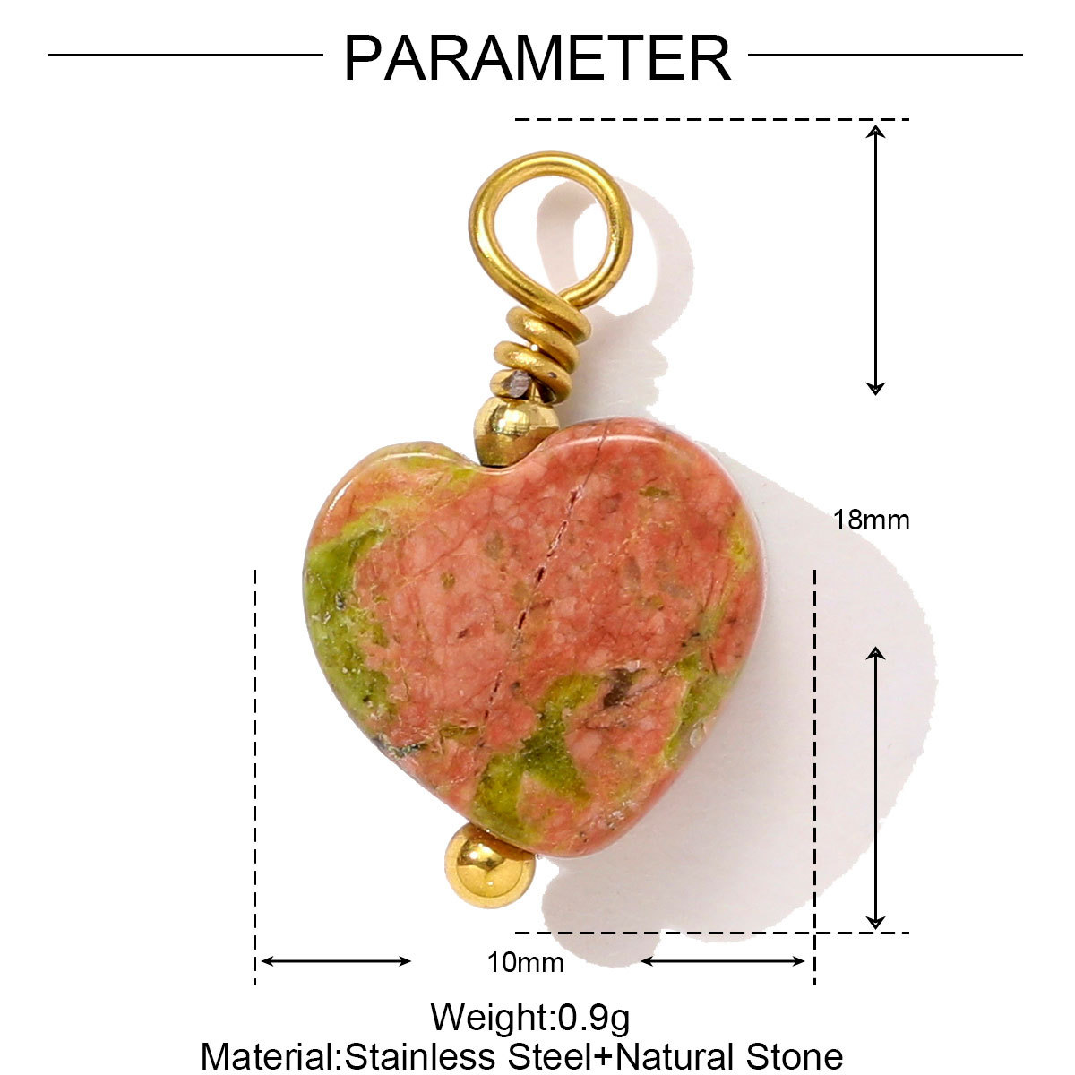 6pcs/pack Stainless Steel Natural Stone Amethyst Heart Necklace Pendant Irregular Turquoise Earring DIY Charm Making Women Jewelry