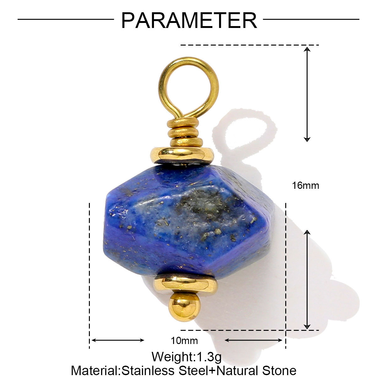 6pcs/pack Stainless Steel Natural Stone Amethyst Heart Necklace Pendant Irregular Turquoise Earring DIY Charm Making Women Jewelry