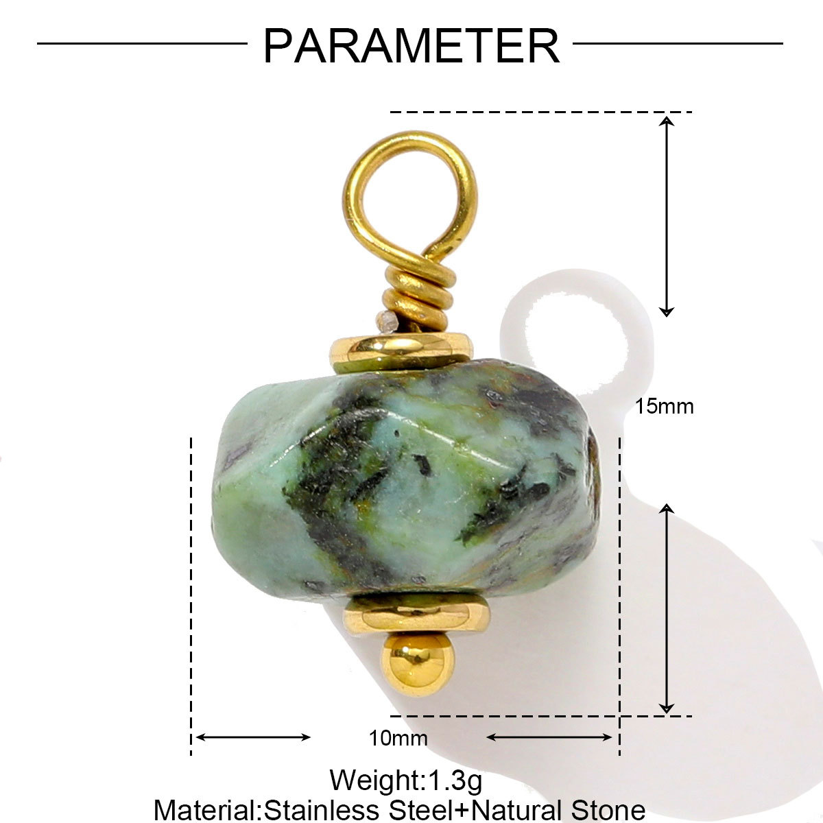 6pcs/pack Stainless Steel Natural Stone Amethyst Heart Necklace Pendant Irregular Turquoise Earring DIY Charm Making Women Jewelry