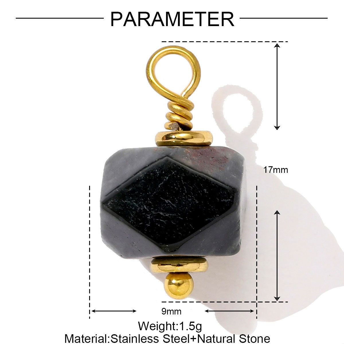 6pcs/pack Stainless Steel Natural Stone Amethyst Heart Necklace Pendant Irregular Turquoise Earring DIY Charm Making Women Jewelry
