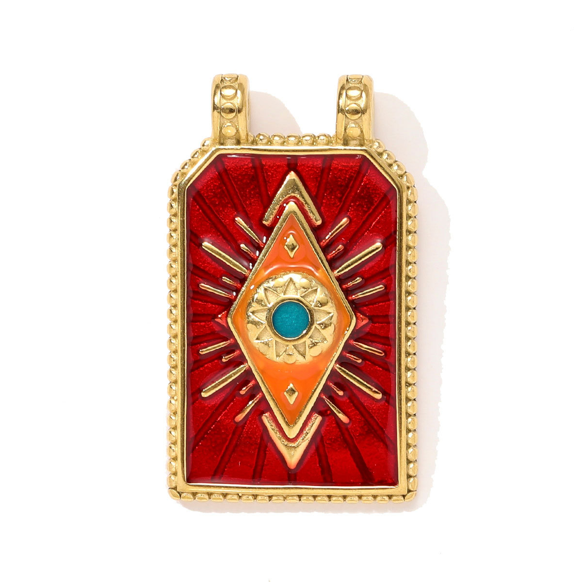 6pcs/pack Fashion Stainless Steel Tarot Card Evil Eye Sun Necklace Pendant Enamel Cross Parrot DIY Charm Women Dnosaur Jewelry