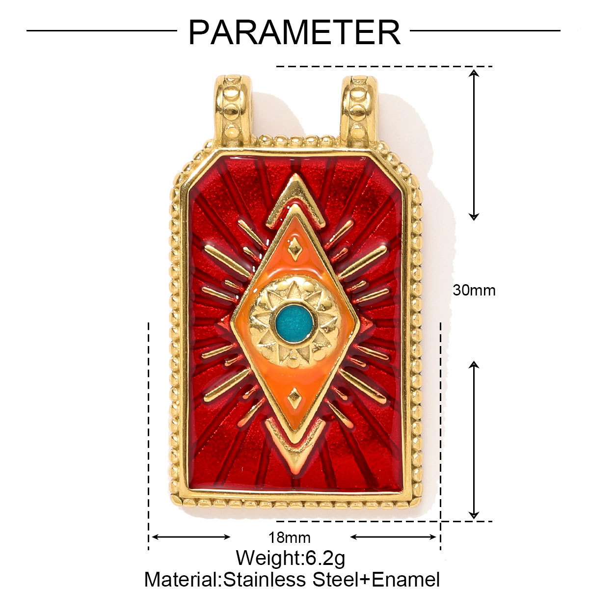 6pcs/pack Fashion Stainless Steel Tarot Card Evil Eye Sun Necklace Pendant Enamel Cross Parrot DIY Charm Women Dnosaur Jewelry