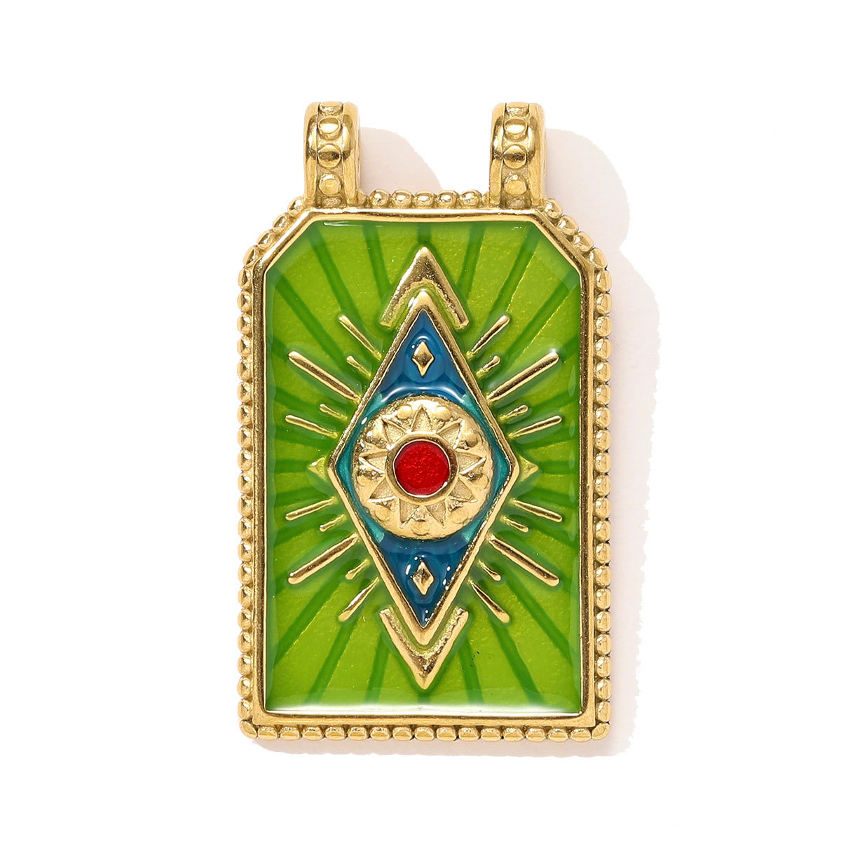 6pcs/pack Fashion Stainless Steel Tarot Card Evil Eye Sun Necklace Pendant Enamel Cross Parrot DIY Charm Women Dnosaur Jewelry